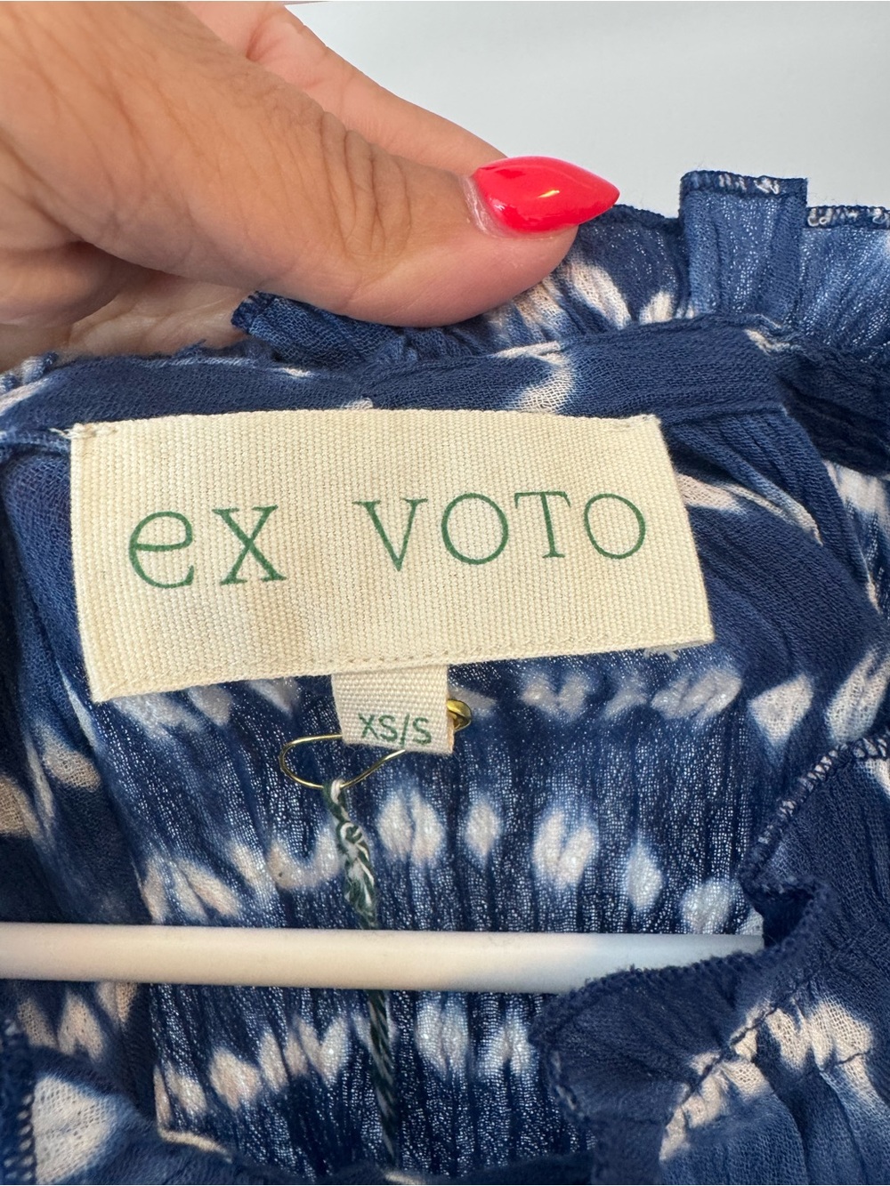 Women's Navy Tie-Dye Maxi Dress with Shoulder Ties - Picture 3 of 5